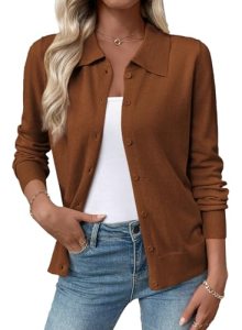 EVALESS Cardigan Sweaters for Women Lightweight Trendy Long Sleeve Lapel Collar