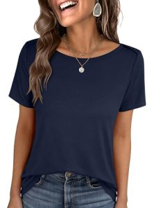 ANRABESS Womens Boat Neck Tops Short Sleeve T-Shirts Causal Fashion Tee Shirts 2