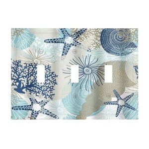 Yijikjy Decorative Light Switch Cover Plate Blue Starfish Brown Coral Ocean 3 Ga