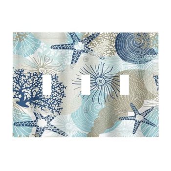 Yijikjy Decorative Light Switch Cover Plate Blue Starfish Brown Coral Ocean 3 Ga