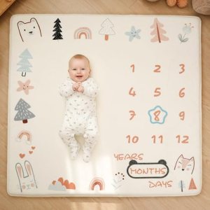 1.3″ Thick Playmat for Floor, 50 x50 Monthly Milestone Mat