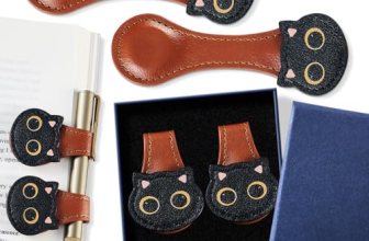 2Pcs Magnetic Leather Bookmarks with Gift Box Magnetic Pen Holder Book Marks Cli