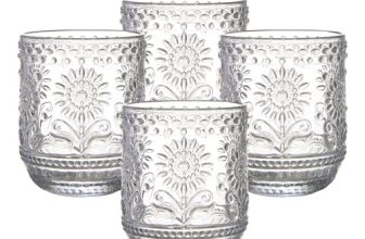MYQYBRO 4 Pack 12 Oz Vintage Glassware Drinking Glasses Set
