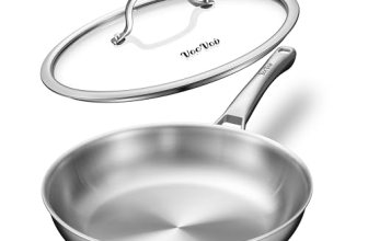 VocVoi Stainless Steel Pan, 12 Inch with Lid Stainless Steel Frying Pan