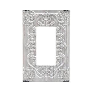 Sghxwp Decorative Outlet Covers Grey Wood 3D Floral Embossed 1 Gang Rocker Light