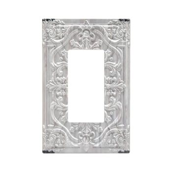 Sghxwp Decorative Outlet Covers Grey Wood 3D Floral Embossed 1 Gang Rocker Light