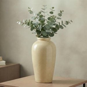Wancetang Beige Ceramic Vase for Home Decor