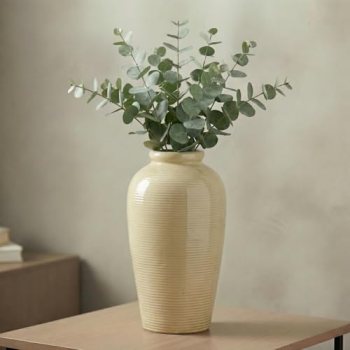 Wancetang Beige Ceramic Vase for Home Decor