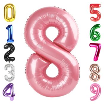 40 Inch Pearlescent Pink Number 8 Balloon