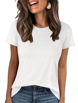 ANRABESS Women Short Sleeve Tops Summer Basic Tee Wrinkle-Free Trendy Cute T Shi