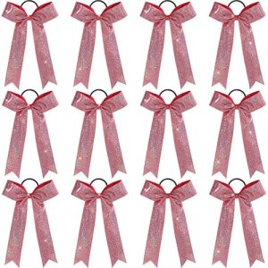 VOBOBE 12PCS Glitter Cheer Bows for Cheerleader