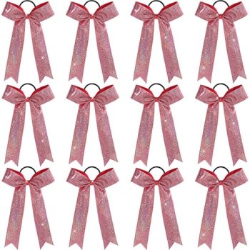VOBOBE 12PCS Glitter Cheer Bows for Cheerleader