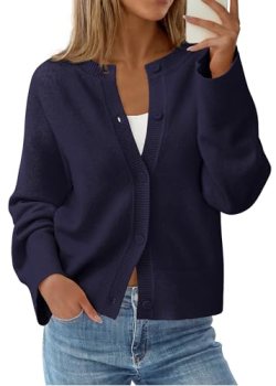KIRUNDO Cardigan Sweaters for Women Fall Trendy Long Sleeve Chunky Knit Button U