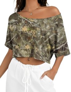 Kistore Off Shoulder Tops for Women Summer Short Sleeve Shirts Cute Cropped Top
