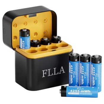 Flla Rechargeable AA Lithium Batteries 8 Pack 1.5V 4255mWh Constant Output 2000+