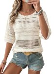 EVALESS Crochet Tops for Women 2026 Spring Summer Casual Boho Resort Wear Cruise