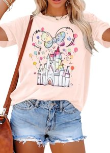 Women Magic Kingdom Shirt Castle Graphic Shirts Casual Family Vacation Holiday T