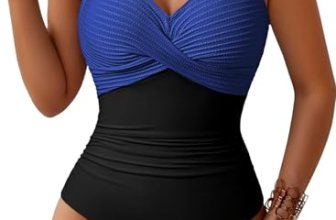 Pink Queen Women’s One Piece Patchwork Swimsuits Tummy Control Bathing Suits Twi