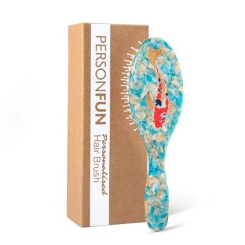 PERSONFUN Hand-Painted Koi Fish Hair Brush for Good Luck