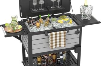 Patio Cooler with Wheels, 104 Qt Portable Rolling Ice Chest