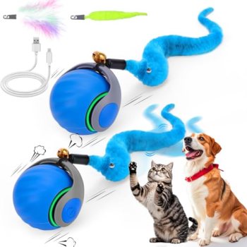 2PCS Interactive Cat Toy Ball with Feather Tails