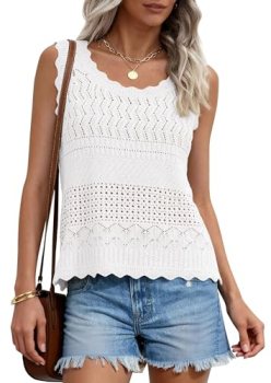 PRETTYGARDEN Womens Crochet Tank Tops 2026 Summer Spring Sleeveless Tops Cute Sw