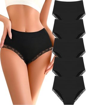 READY TO LOVE Seamless High Waisted Lace Underwear for Women 5-Pack Stretchy Ful