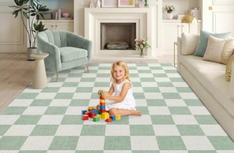 GarveeHome Checkered Sage Green 9×12 Area Rugs for Living Room Geometric Diamond