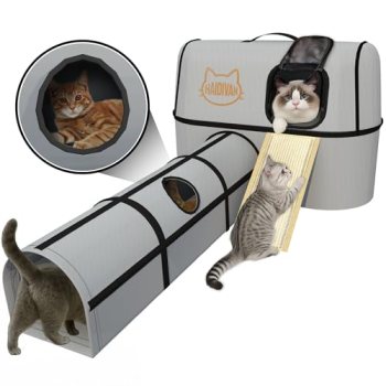 HAIDIVAN Pet 4-in-1 Cat Tunnel, Carrier, House & Scratcher