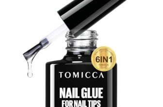 TOMICCA 6 in 1 Brush On Nail Glue for Press Ons 8ml Strong Gel Nail Glue for Nai