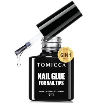 TOMICCA 6 in 1 Brush On Nail Glue for Press Ons 8ml Strong Gel Nail Glue for Nai
