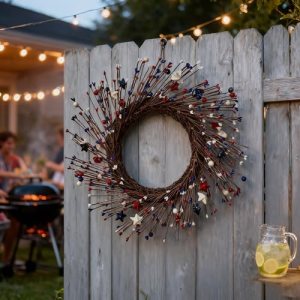 HipTree 16 Inch Patriotic Wreath for Front Door