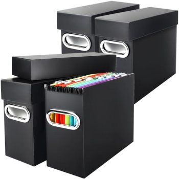Naleyber File Organizer Box with Lid & Handle