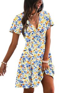 RUMIA Spring Dresses for Women 2026 Casual Wrap V Neck Lightweight Vacation Summ