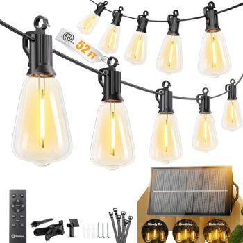 Brightown 52FT Solar String Lights Outdoor Waterproof