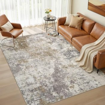 Nakagishi 6X9 Area Rugs for Living Room: Washable Modern Abstract Rug with Non-S