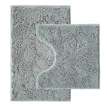 Bathroom Rugs Sets 2 Piece,Super Absorbent Chenille Bath Mats and U-Shaped Toile