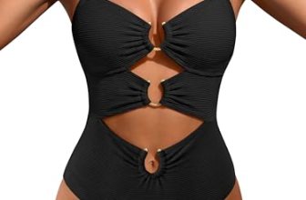 ANRABESS Women One Piece Swimsuits Sexy Cutout Full Coverage Bathing Suit Ring L