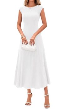 BTFBM Womens Summer Dresses 2026 Asymmetrical Neck Short Sleeve Pleated Knit Spr