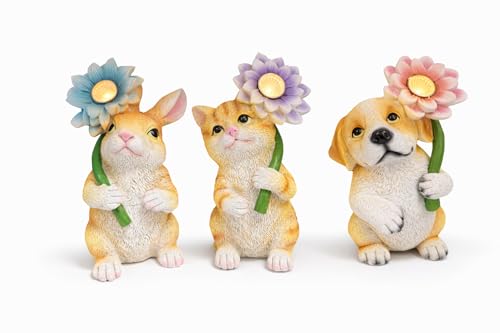 GoGnome Set of 3 Solar Animal Garden Lights – Resin Bunny