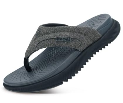 ONCAI Mens Orthopedic Flip Flops with Arch Support Size 7 Summer Beach Pool Grey
