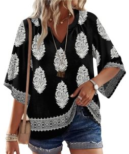 WIHOLL Summer Boho Tops for Womens Clothing Plus Size Beach Vacation Cover Ups C