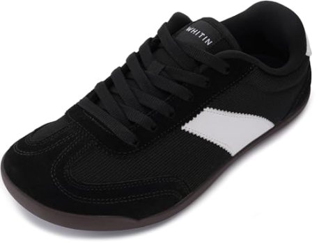 WHITIN Wide Toe Box Barefoot Shoes for Women Suede Knit Mesh Zero Drop Sole Snea