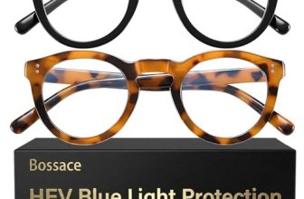 Bossace 2 Pack Round Blue Light Glasses for Women