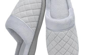 Litfun Unisex Wide House Slippers for Women Men Memory Foam Indoor Bedroom Shoes