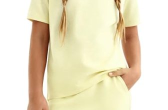 XMWEALTHY Girls 2 Piece Outfits Spring Summer Pullover T-Shirt and Drawstring Sk