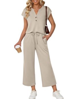 LILLUSORY Two Piece Lounge Sets for Women Spring Vacation Beach Travel Airport O