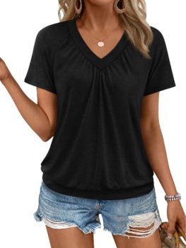 AUTOMET Womens Tops Short Sleeve V Neck T Shirts 2026 Summer Spring Beach Vacati
