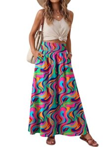 Lepunuo Maxi Skirts High Waisted Flowy Bagyy Trendy Cute Lounge Ladies Skirts wi
