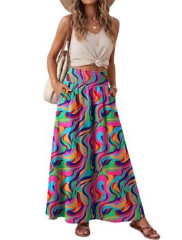 Lepunuo Maxi Skirts High Waisted Flowy Bagyy Trendy Cute Lounge Ladies Skirts wi